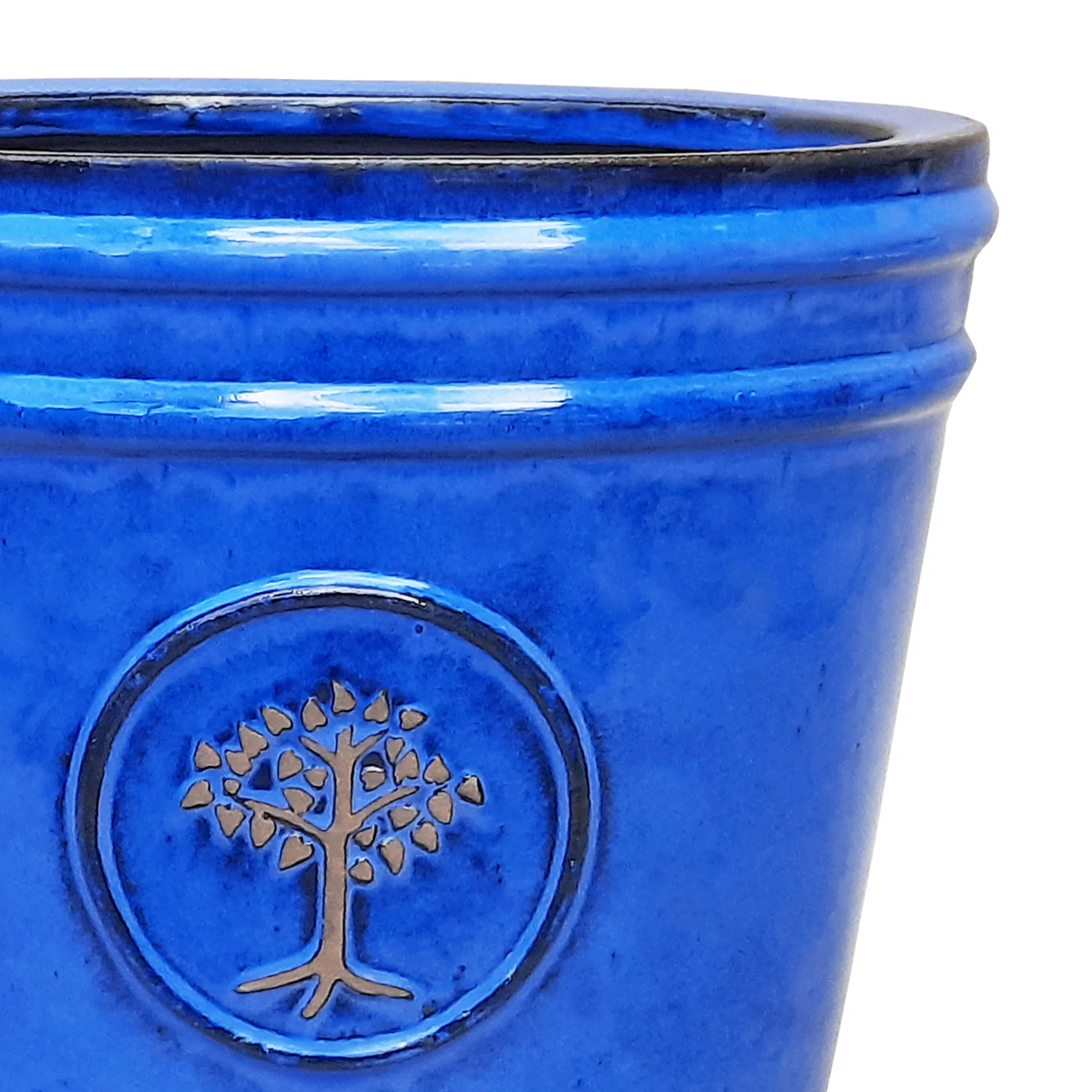 Verve Barcău Blue Ceramic Round Plant Pot (Dia)32cm 2 Verve Barcău Blue Ceramic Round Plant Pot (Dia)32cm - Image 2